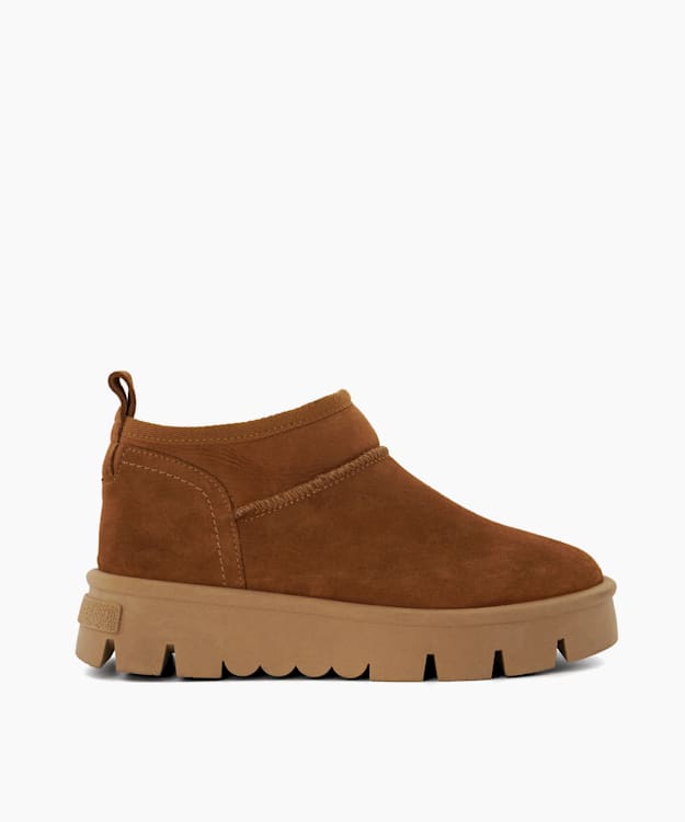 dune london Pod - Chestnut Faux-Fur-Lined Ankle Boots