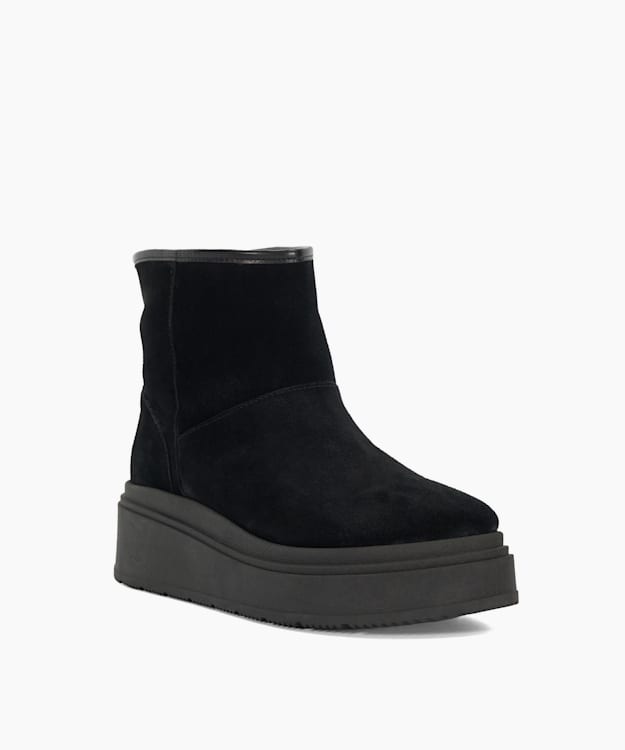 Dune London Podsey - Black Faux Shearling Lined Platform Boots