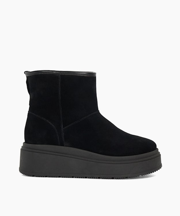 dune london Podsey - Black Faux Shearling Lined Platform Boots
