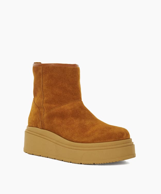 Dune London Podsey - Tan Faux Shearling Lined Platform Boots