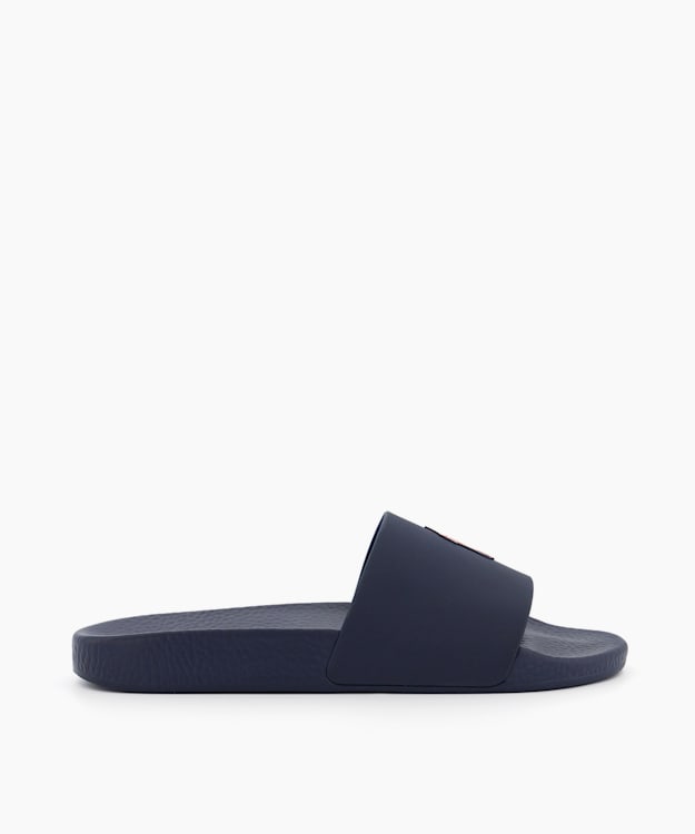 dune london Polo Slidee - Navy Branded Casual Sliders