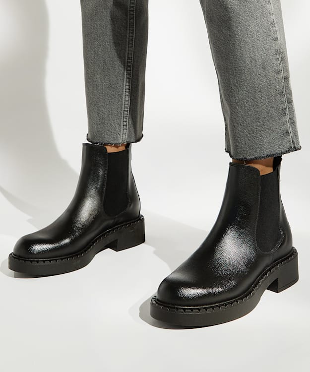Dune London Porcher - Black Grape-Leather Chelsea Boots