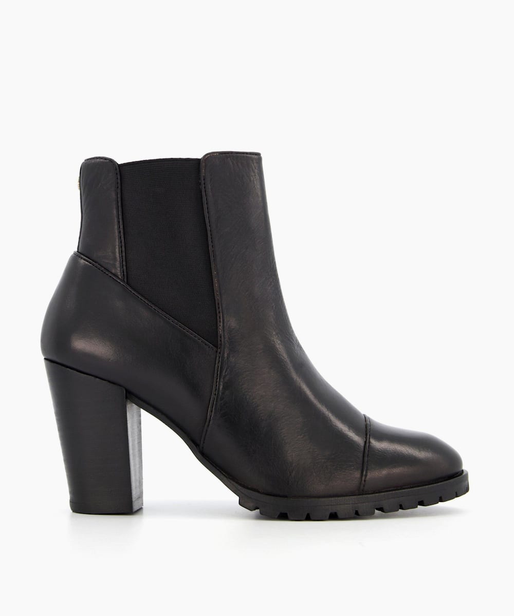 dune london Postar - Black Heeled Chelsea Ankle Boots
