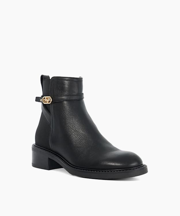 Dune London Praisley - Black Branded Block Heel Ankle Boots