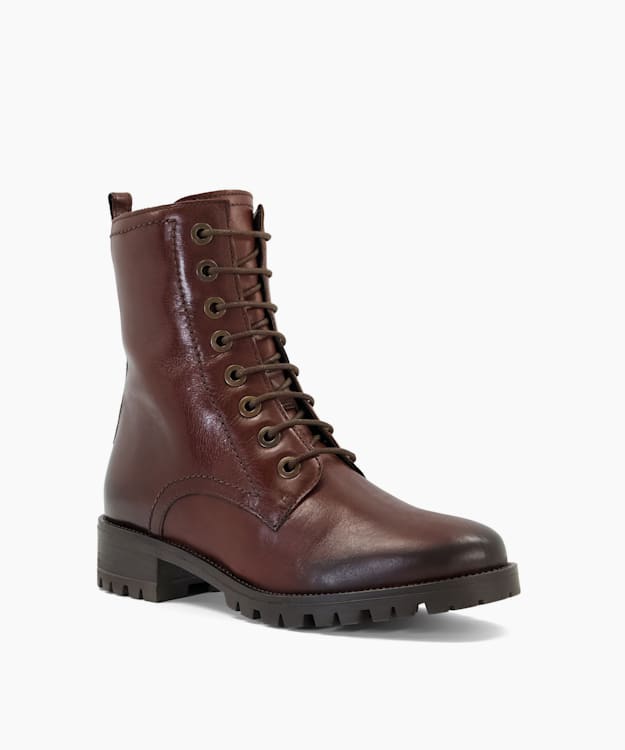 Dune London Prestone - Brown Cleated Sole Lace-Up Hiker Boots