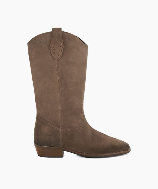 dune london Prickles - Tan Low Block Heel Cowboy Boots