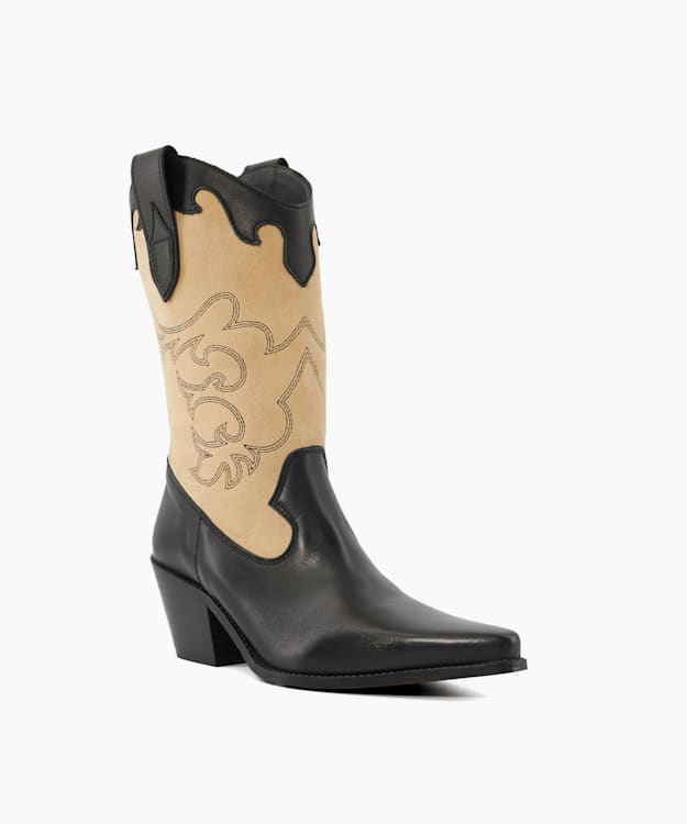 Dune London Prickly - Black Limited Edition Long Western Boots