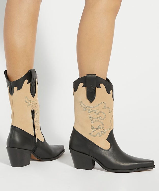 Dune London Prickly - Black Limited Edition Long Western Boots