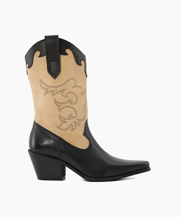 dune london Prickly - Black Limited Edition Long Western Boots