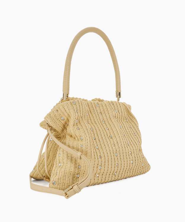 Dune London Primrose L - Natural Leather Drawstring Bag