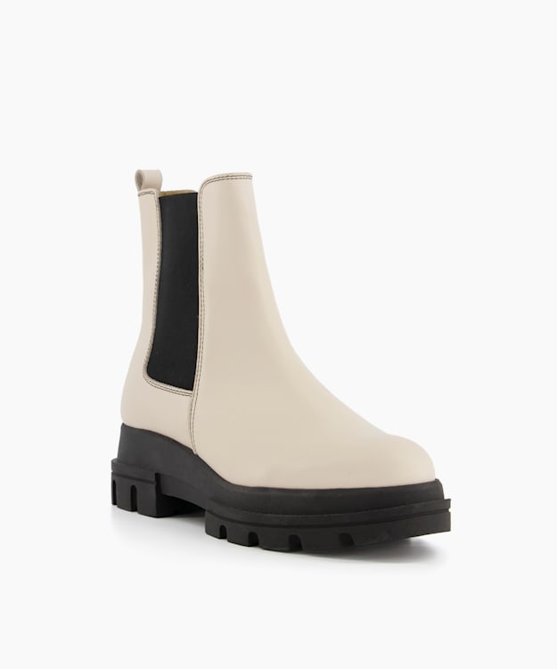 Dune London Provenses - Ecru Leather Chunky Sole Chelsea Boots
