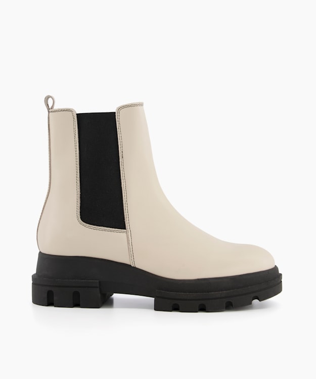 dune london Provenses - Ecru Leather Chunky Sole Chelsea Boots