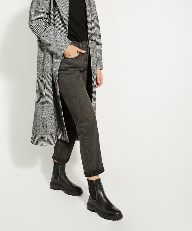 Dune London Pursuit - Black Diamante-Trim Leather Chelsea Boots