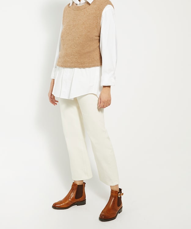 Dune London Question - Tan Brogue Detail Leather Chelsea Boots