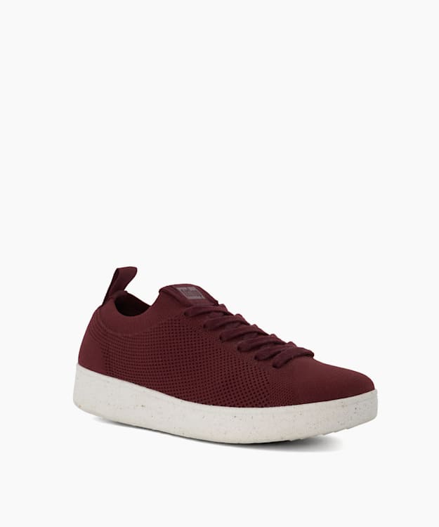 Dune London Rally E01 Multi - Burgundy Perforated Lace-Up Trainers