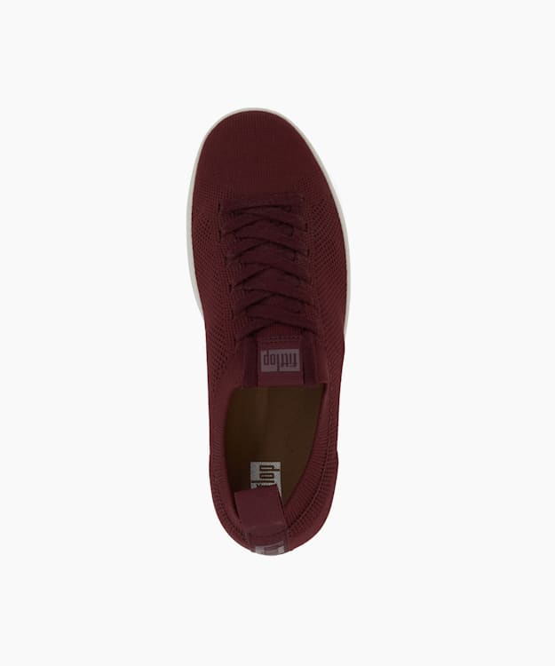 Dune London Rally E01 Multi - Burgundy Perforated Lace-Up Trainers