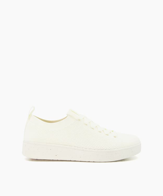 dune london Rally E01 Multi - Cream Perforated Lace-Up Trainers