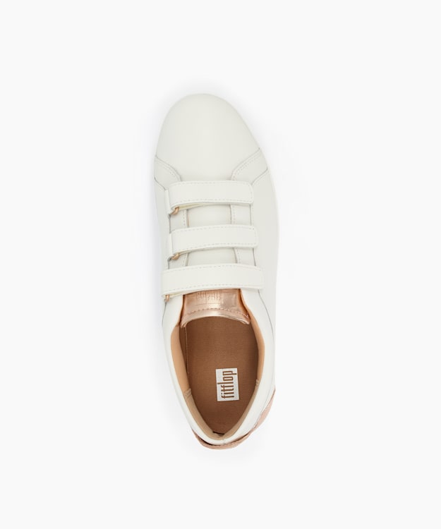 Dune London Rally Meatalic - White Metallic-Back Leather Strap Trainers