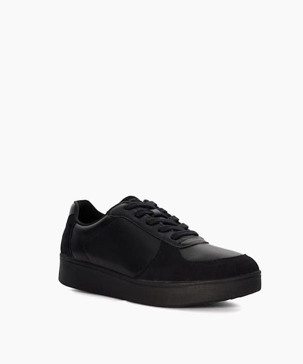 Dune London Rally Panel - Black Tennis Lace-Up Trainers