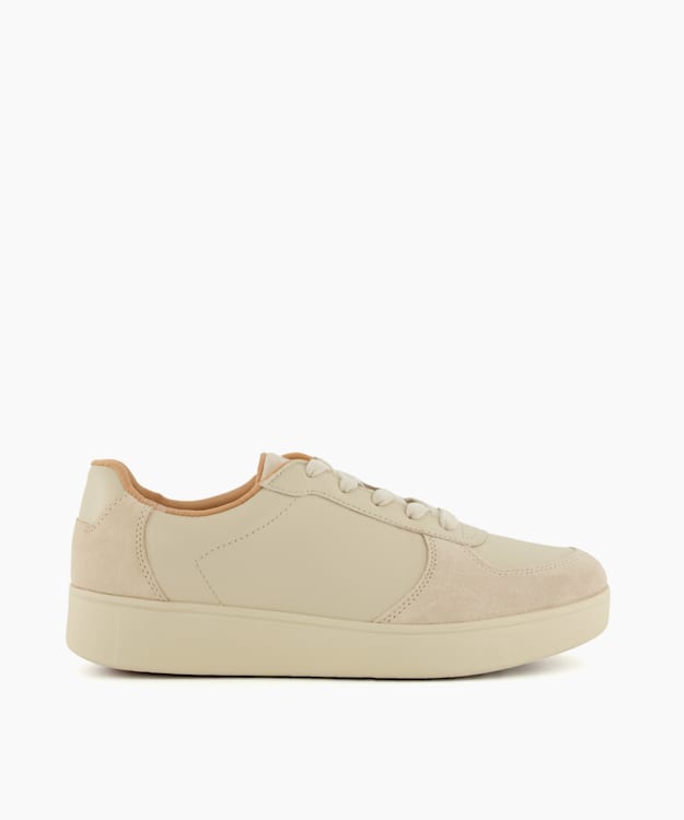 dune london Rally Panel - Stone Tennis Lace-Up Trainers