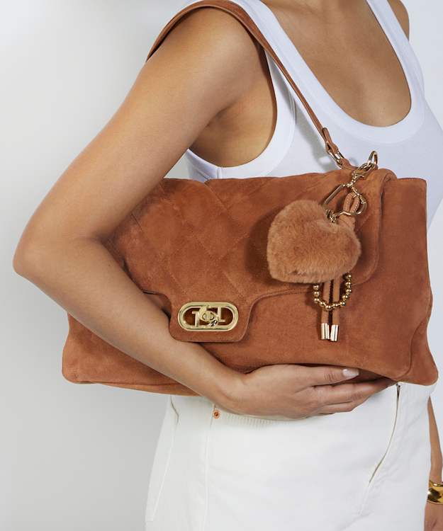 Dune London Regency - Chestnut Suede Textured Shoulder Bag