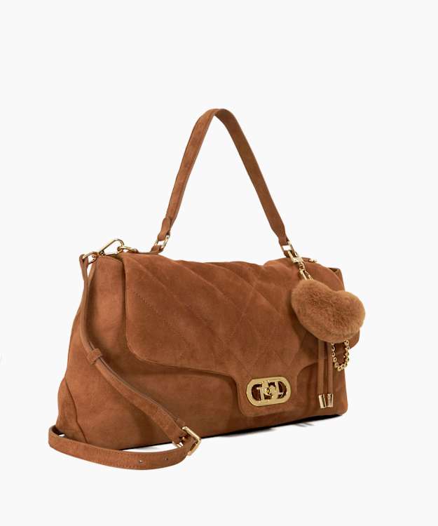 Dune London Regency - Chestnut Suede Textured Shoulder Bag