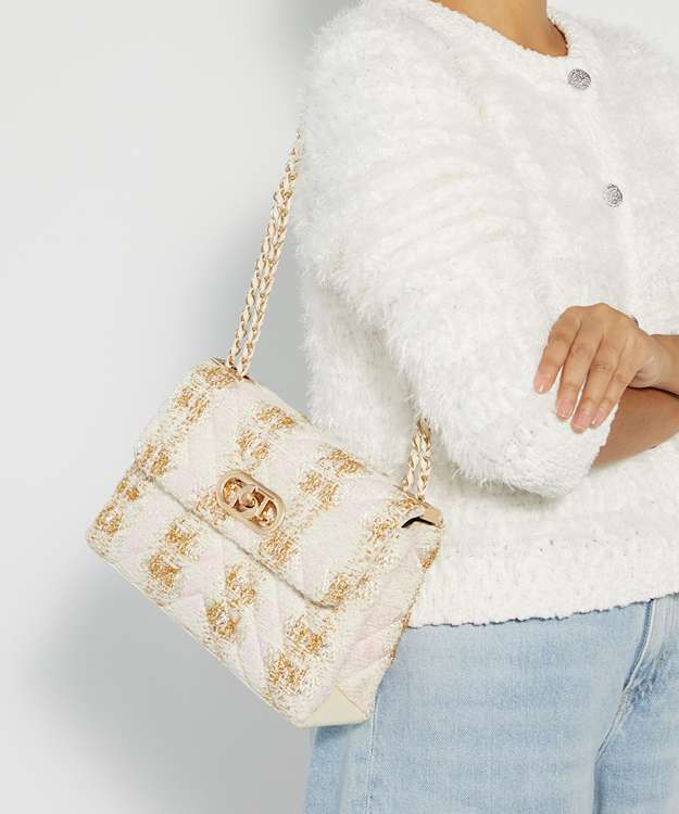 Dune London Regent - Pink Boucle Chain Handle Shoulder Bag