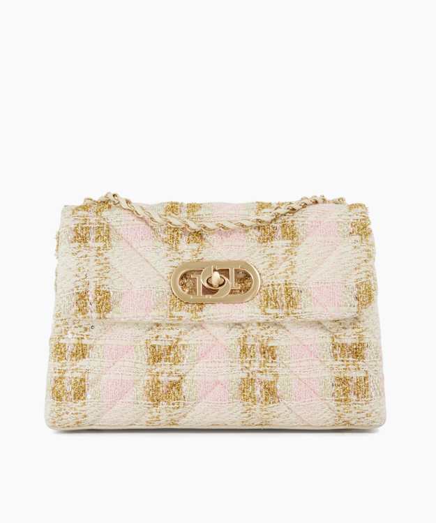 dune london Regent - Pink Boucle Chain Handle Shoulder Bag