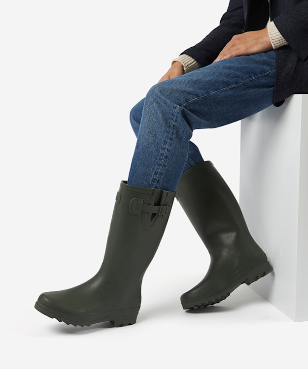 Dune London Reiidd - Green Calf Length Wellington Boots