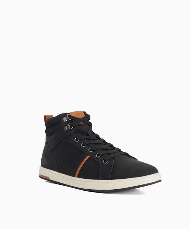 Dune London Sailors - Black Fabric Lace Up Mid Trainer