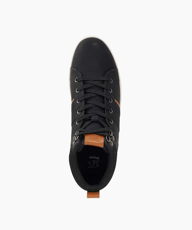 Dune London Sailors - Black Fabric Lace Up Mid Trainer