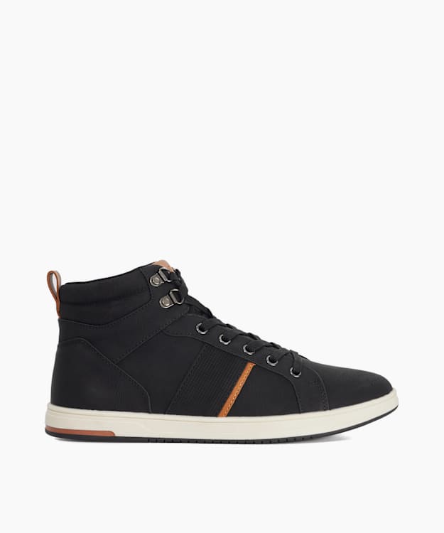 dune london Sailors - Black Fabric Lace Up Mid Trainer
