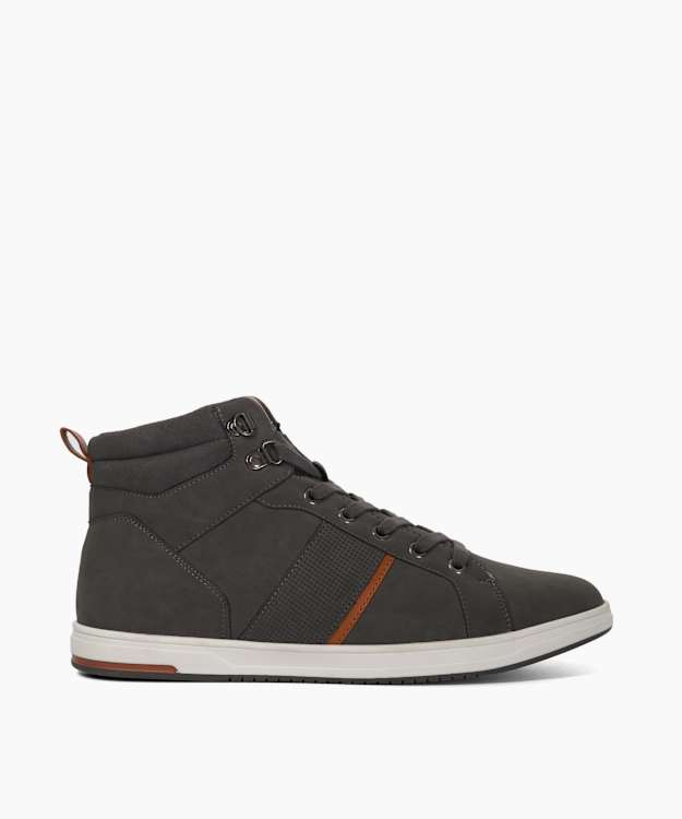 dune london Sailors - Grey Fabric Lace Up Mid Trainer