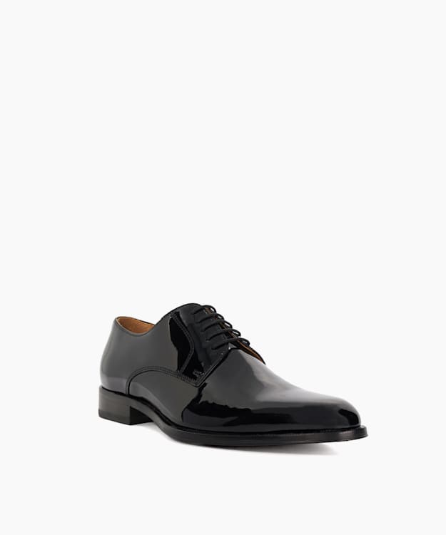 Dune London Salisbury - Black Wide Fit Premium Patent Leather Derby Shoes