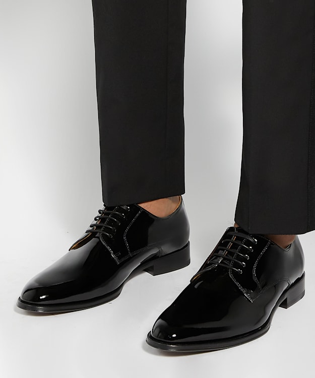 Dune London Salisbury - Black Wide Fit Premium Patent Leather Derby Shoes