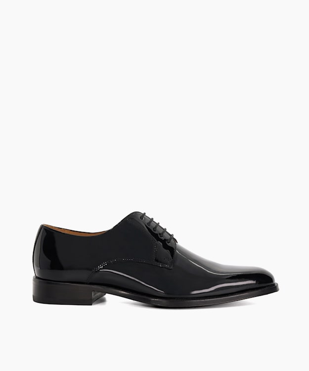 dune london Salisbury - Black Wide Fit Premium Patent Leather Derby Shoes