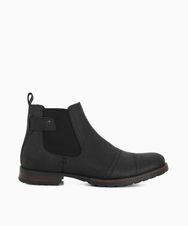 dune london Saltwood - Black Leather Casual Chelsea Boots