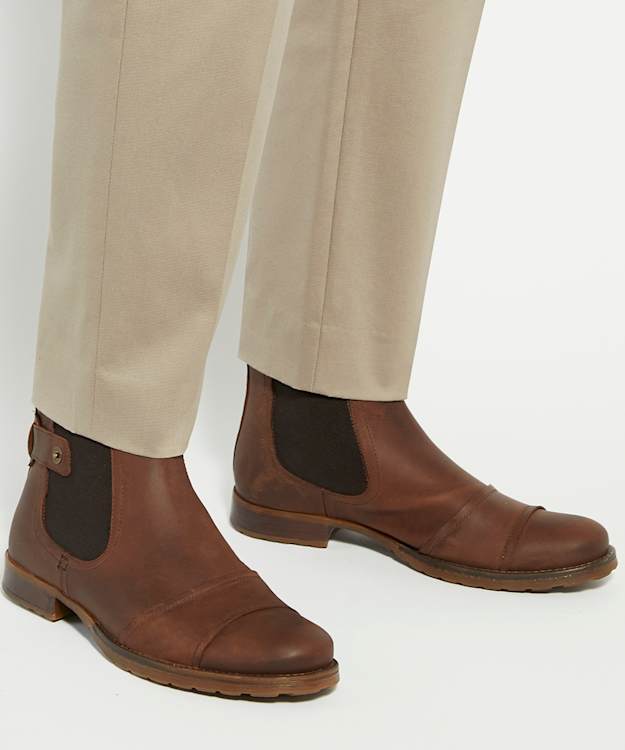 Dune London Saltwood - Brown Leather Casual Chelsea Boots
