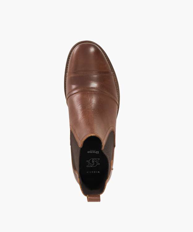 Dune London Saltwood - Brown Leather Wide Fit Casual Chelsea Boots