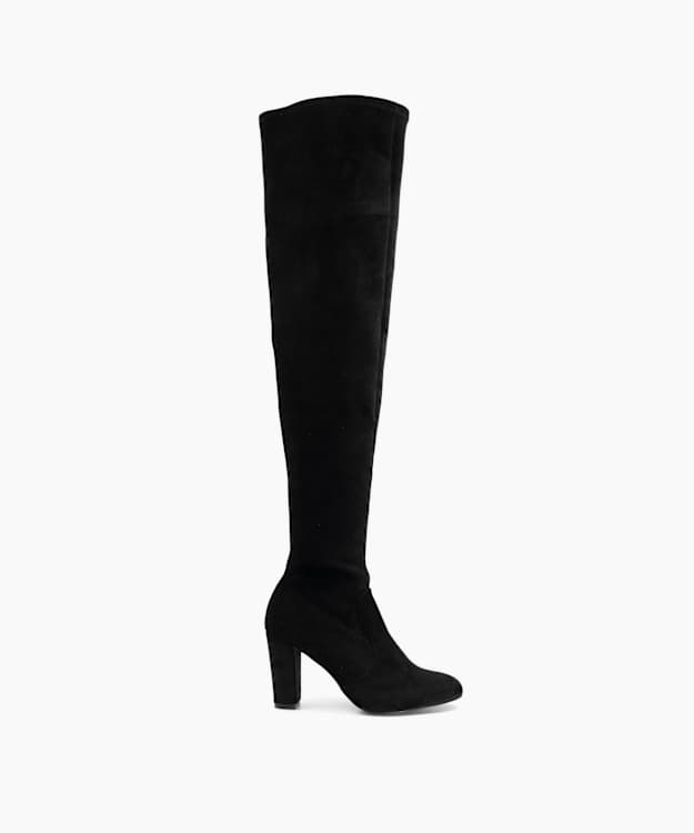 dune london Samira - Black Stretch Over-The-Knee Boots