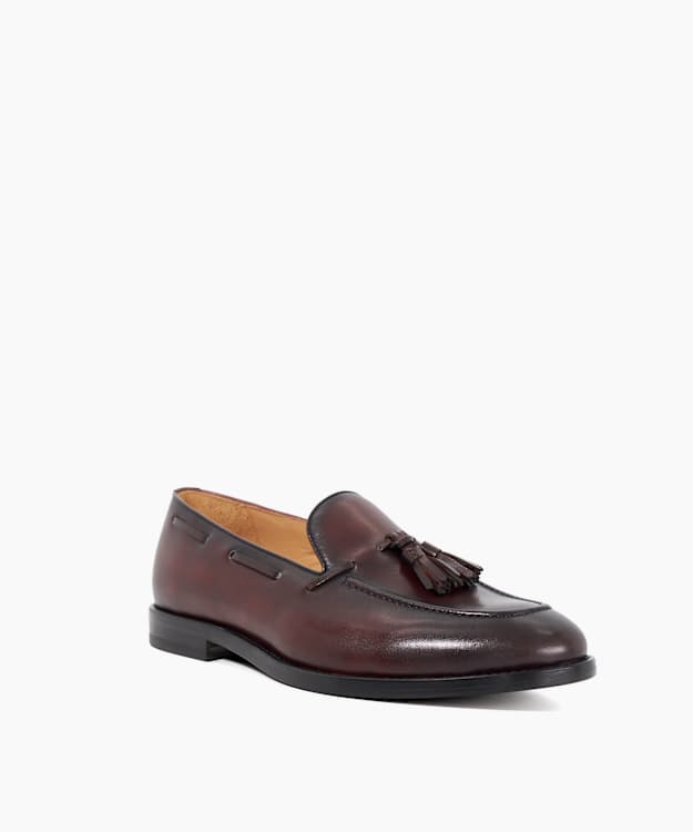 Dune London Sandders - Bordo Premium Leather Tassel Loafers