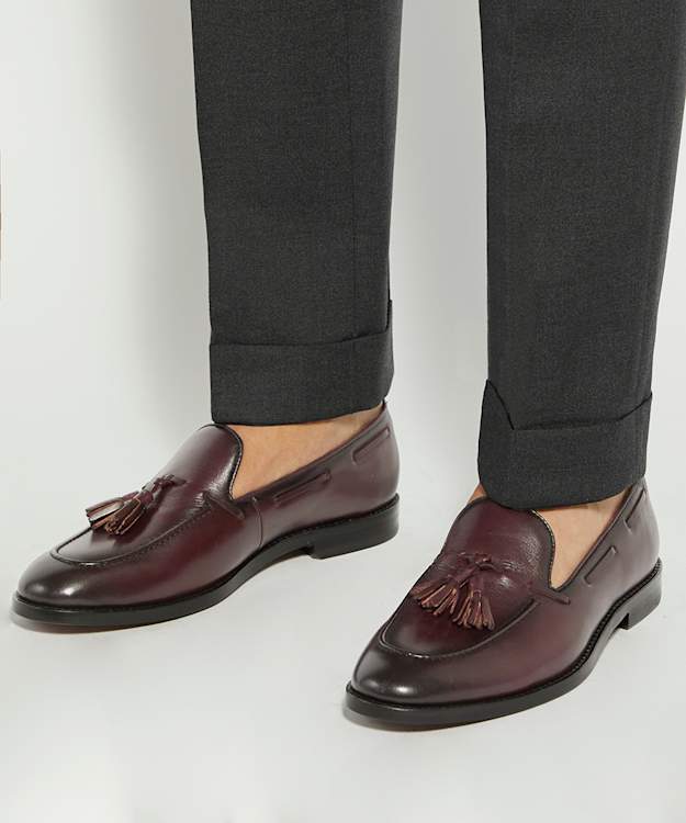 Dune London Sandders - Bordo Premium Leather Tassel Loafers