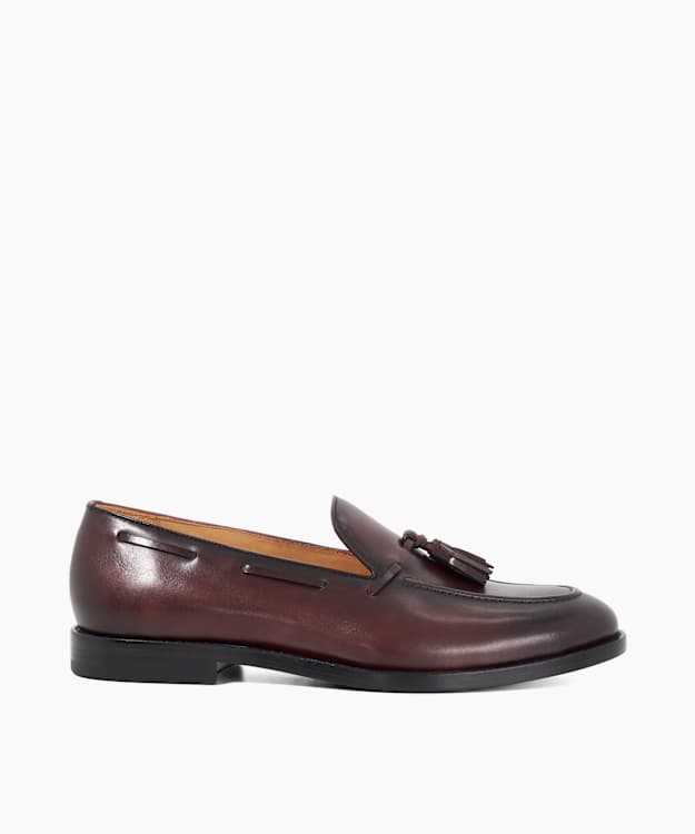 dune london Sandders - Bordo Premium Leather Tassel Loafers