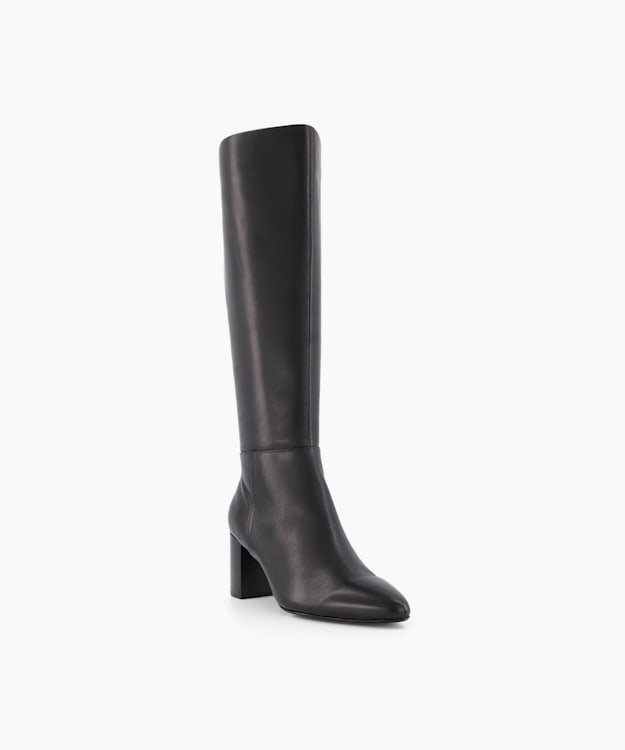 Dune London Santie - Black Block Heel Knee High Boots