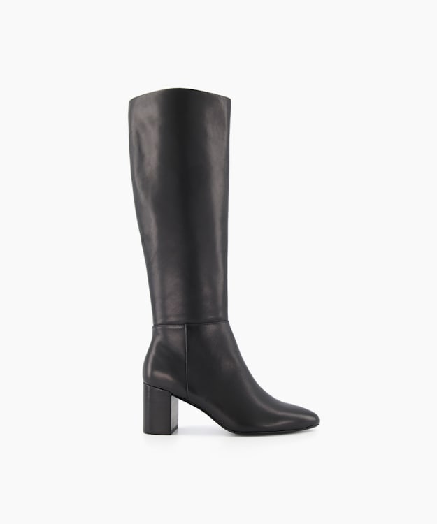 dune london Santie - Black Block Heel Knee High Boots