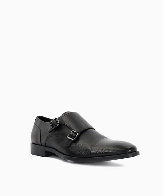 Dune London Satchin - Black Wide Fit Double Strap Monk Shoes