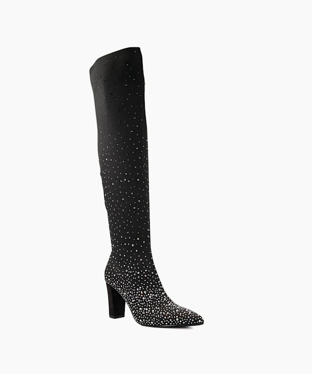 Dune London Scenic - Black Hot-Stone Over-The-Knee High Boots
