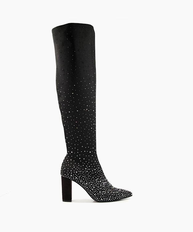 dune london Scenic - Black Hot-Stone Over-The-Knee High Boots