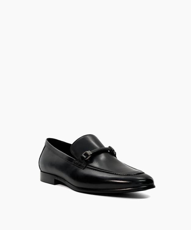Dune London Scilly - Black Leather Snaffle Trimmed Loafers