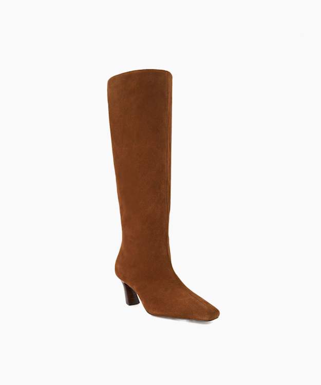 Dune London Selinni - Dark Tan Leather Knee High Boots
